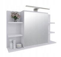 SZAFKA ŁAZIENKOWA Z LUSTREM PÓŁKAMI I LED SZAFKA LUSTRZANA 80/50 BIAŁA MAT