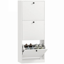 Szafka na buty HOMCOM z 3 drzwiami, półka na buty z regulowaną przegrodą, wąska szafka na 12 par butów, 47 x 26 x 120 cm, biała
