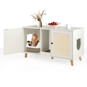 Szafka na kuwetę dla kota Szafka z 2 drzwiczkami Domek dla kotów Biały - COSTWAY