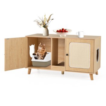 Szafka na kuwetę dla kota Szafka z 2 drzwiczkami Domek dla kotów - COSTWAY