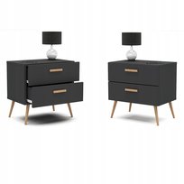 Szafka Nocna Antracyt Stolik Nocny 2szuflady Styl Skandynawski