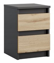 Szafka Nocna Antracyt Wotan Stolik Nocny Dwie Szuflady 30Cm Sypialnia Salon