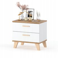 Szafka Nocna Biała Stolik Nocny 2szuflady Styl Skandynawski do Sypialni