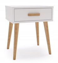 Szafka nocna LUNA drewniane nogi biała Stolik nocny styl skandynawski