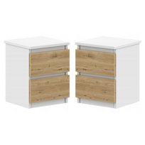 SZAFKA NOCNA STOLIK NOCNY DO SYPIALNI SALONU ZESTAW 2 SZUFLADY DĄB WOTAN