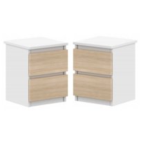 SZAFKA NOCNA STOLIK NOCNY DO SYPIALNI ZESTAW 2 SZUFLADY NATALIA DĄB SONOMA
