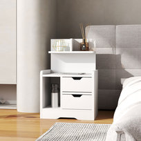 Szafka nocna / stolik nocny z 2 szufladami i otwartą półką, 40 × 30 × 60 cm, biała
