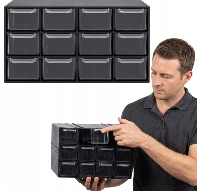 SZAFKA PLASTIKOWA MODULOWA Z SZUFLADAMI ORGANIZER SZAFA POJEMNIK DO GARAZU