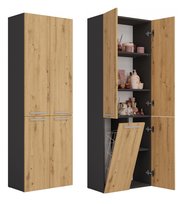 Szafka Regał Słupek NEL DD 1K Kosz Antracyt Dąb Artisan 60 Cm Topeshop