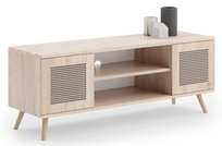 Szafka RTV FOCUS Stolik TV Komoda skandynawska 155cm dąb sonoma rattan
