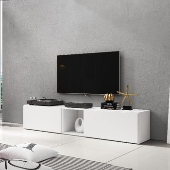 Szafka RTV nowoczesna HIGH GLOSSY FURNITURE Rock, biała, 187x75x39 cm - High Glossy Furniture