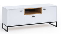 Szafka RTV OLIER OL-07 Biała Nowoczesna Styl LOFT Do Salonu 135 cm