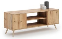 Szafka RTV stolik pod TV do salonu FOCUS 155 cm styl skandynawski dąb craft złoty 