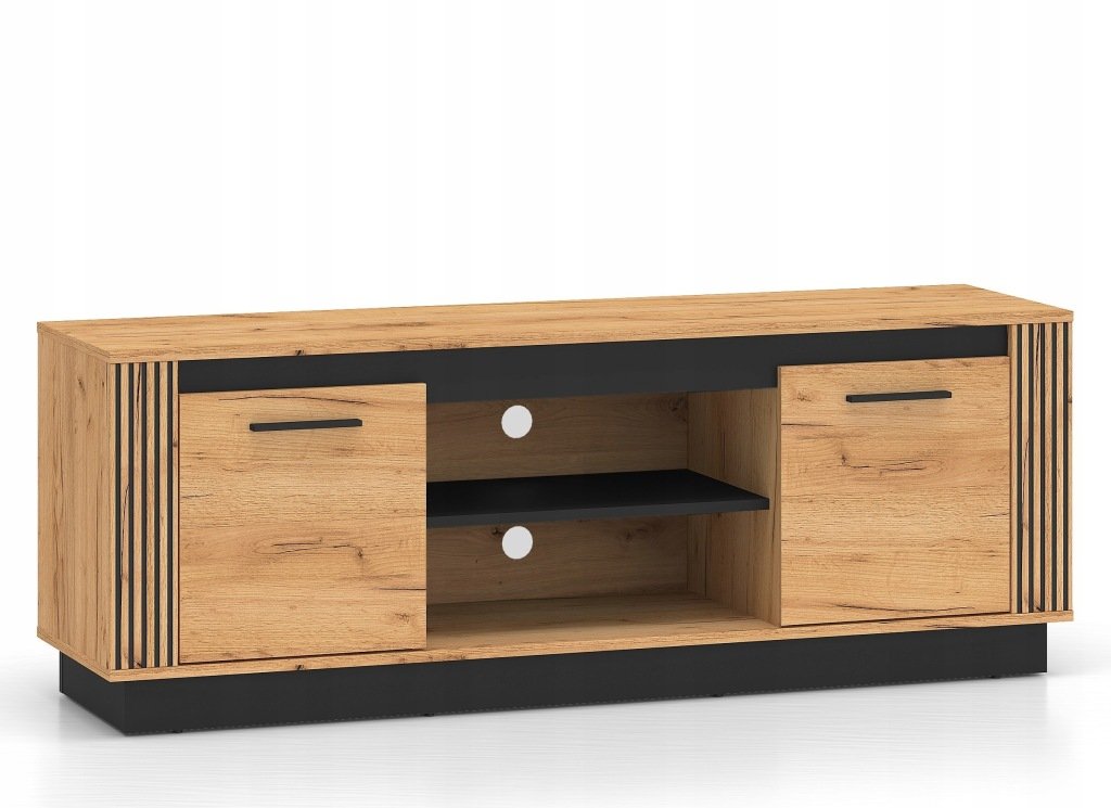 Szafka RTV URSO 08 loft dąb craft złoty czarna 150 cm pod telewizor