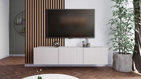 Szafka RTV Wisząca KOLDER Szerokość 150 cm Cashmere Ryflowany Front Do Salonu KL-02-CAH