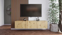 Szafka RTV Wisząca KOLDER Szerokość 150 cm Dąb Artisan Ryflowany Front Do Salonu KL-02-DAR