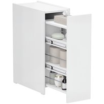 Szafka toaletowa HOMCOM Niche Cabinet, szafka łazienkowa z szufladą, w tym 4 głębokie przegrody, wąska szafka boczna z kółkami, szafka łazienkowa do małych pomieszczeń, salon, 47 x 25 x 66,5 cm