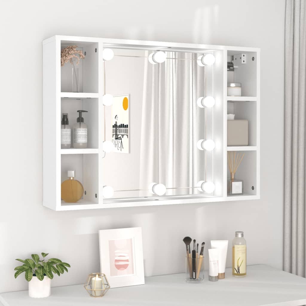 Zdjęcia - Toaletka VidaXL Szafka z lustrem i oświetleniem LED, biała, 76x15x55 cm 