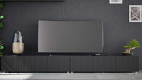 Szafki Rtv Stojące Kolder 2W1 Szerokość 300 Cm Czarny Mat Ryflowany Front Do Salonu Kl-02-Czm