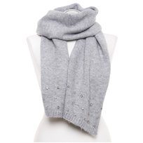 Szal Damski Długi Miękki z Kryształkami na Wiosnę Jesień 180x27 Szary MORAJ