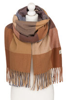 Szal damski z frędzlami PETERSON szalik jesień zima brązowy krata na prezent duży i ciepły