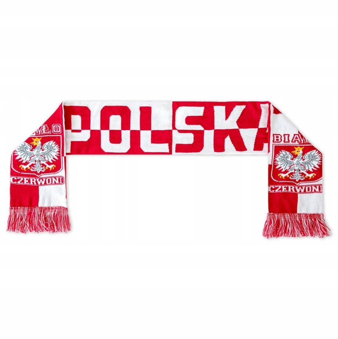 PartyPal Szalik Kibica Polska Dzianinowy Dwustronny 150 x 15 cm