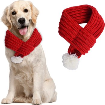 Szalik świąteczny dla psa, czerwony szalik świąteczny dla psa, bandany z szalikiem Mikołaja dla psa i kota, świąteczny ubiór dla psa (L, czerwony) - Inna marka