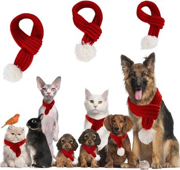 Szalik świąteczny dla zwierząt, kostium kota i psa w kolorze czerwonym, do dekoracji świątecznych, kostium szalika świątecznego na prezent - Inna marka
