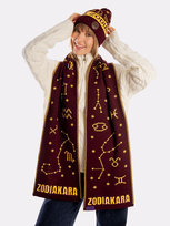 szalik zimowy ZODIAKARA z gwiezdnym haftem o prezent dla zodiakary