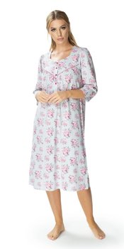 Szara bawełniana koszula damska Ingrid wzór : Kolor - Wzór w Kwiaty, Rozmiar - 38 - Mewa Lingerie