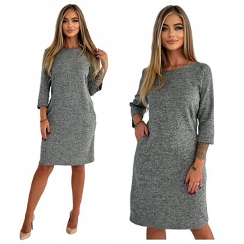 Szara Sweterkowa Sukienka z Kieszeniami Rozmiar 42 Polski Producent - Inna marka