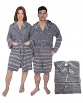 Szary Szlafrok z kapturem Hamam UNISEX rozmiar XXL Bawełniany szlafrok DUŻY