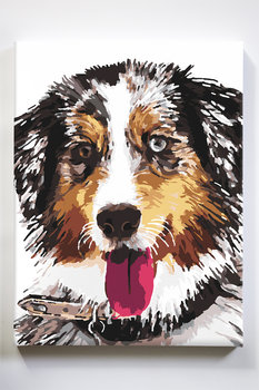 Szczęśliwy pies, zwierzęta, przyjaciel, radość, malowanie po numerach - Akrylowo