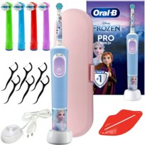 szczoteczka elektryczna dla dzieci ORAL-B Vitality Pro 103 Frozen - fioletowa etui końcówki aplikacja Disney mycie zębów od 3 lat
