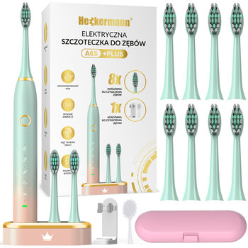 Szczoteczka elektryczna do zębów + akcesoria Heckermann® A6S+PLUS - Miętowa - Heckermann