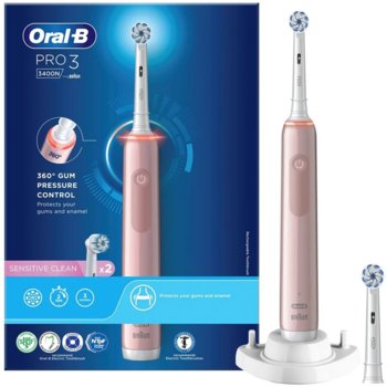 Szczoteczka elektryczna Oral-B Pro 3400N Różowa - Oral-B