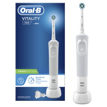 Szczoteczka elektryczna ORAL-B Vitality 3D White - biała wybielająca oscylacyjna rotacyjna końcówki kompatybilne usuwanie płytki zębów dentystyczna higiena - Oral-B