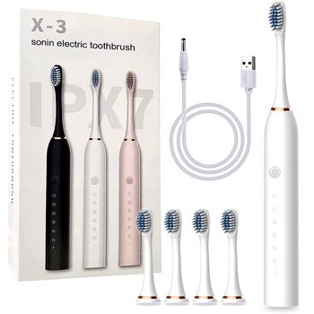 Szczoteczka Soniczna do Zębów Elektryczna Zestaw 4 końcówki Biała - R2invest