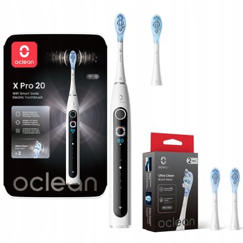 Szczoteczka soniczna OCLEAN X PRO 20 biały + 2pak główek Ultra Clean ZESTAW - Oclean