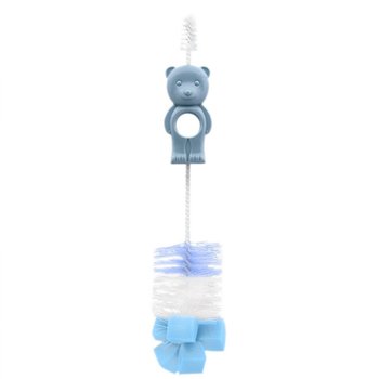Szczotka do Butelek i Smoczków z Gąbką Lorelli Miś Niebieska - Lorelli