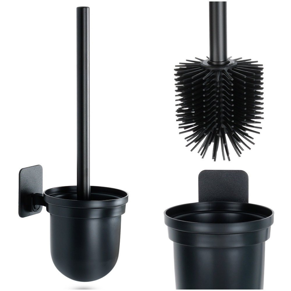 Vilde Vilde Szczotka Do Toalety Silikonowa Z Pojemnikiem Wisząca Czarna 35 Cm