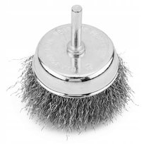 Szczotka druciana doczołowa 70mm drut karbowany stalowy z trzpieniem 6mm