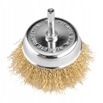 Szczotka druciana doczołowa 75mm drut karbowany mosiądzowany trzpień 6mm