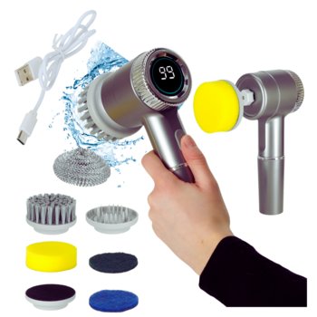 Szczotka Myjka Elektryczna Do Czyszczenia 5W1 Do Łazienki Podłogi Fug Basenu Led - MDUG