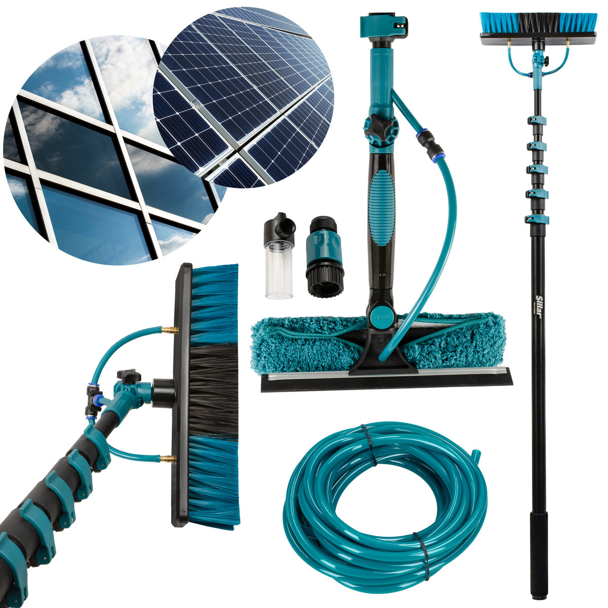 Sillar Sillar Szczotka Teleskopowa Na Złączkę Z Systemem Podawania Wody Do Mycia 4,6M