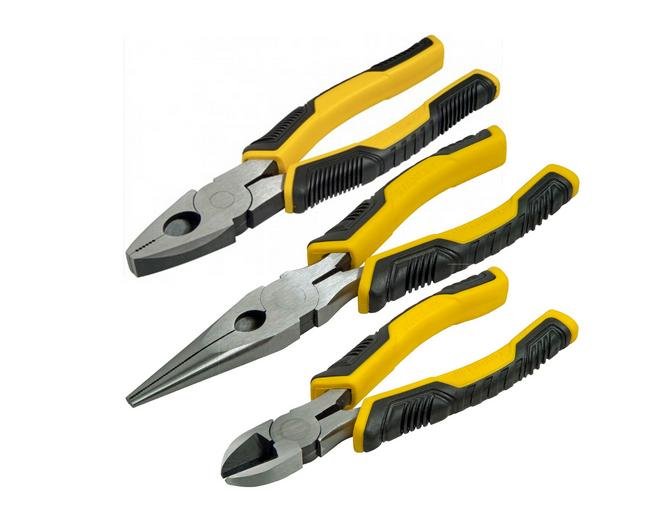 Szczypce STANLEY dyna grip proste, 3 szt