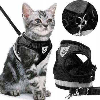 SZELKI BEZUCISKOWE SPACEROWE REGULOWANE ODBLASK DLA KOTA + SMYCZ ROZMIAR L - Reverse