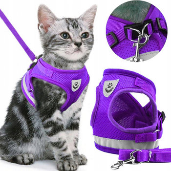 SZELKI BEZUCISKOWE SPACEROWE REGULOWANE ODBLASK DLA KOTA + SMYCZ ROZMIAR L - Reverse