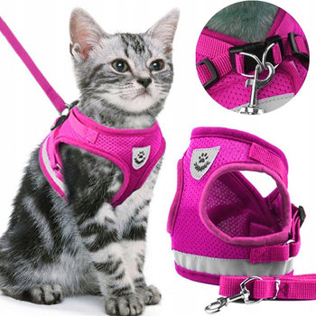 SZELKI BEZUCISKOWE SPACEROWE REGULOWANE ODBLASK DLA KOTA + SMYCZ ROZMIAR S - Reverse