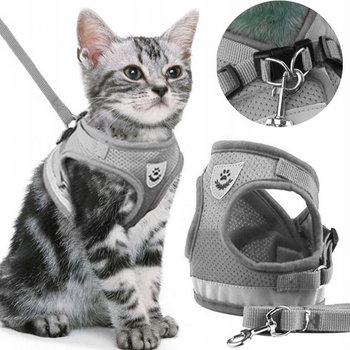 SZELKI BEZUCISKOWE SPACEROWE REGULOWANE ODBLASK DLA KOTA + SMYCZ ROZMIAR XS - Reverse